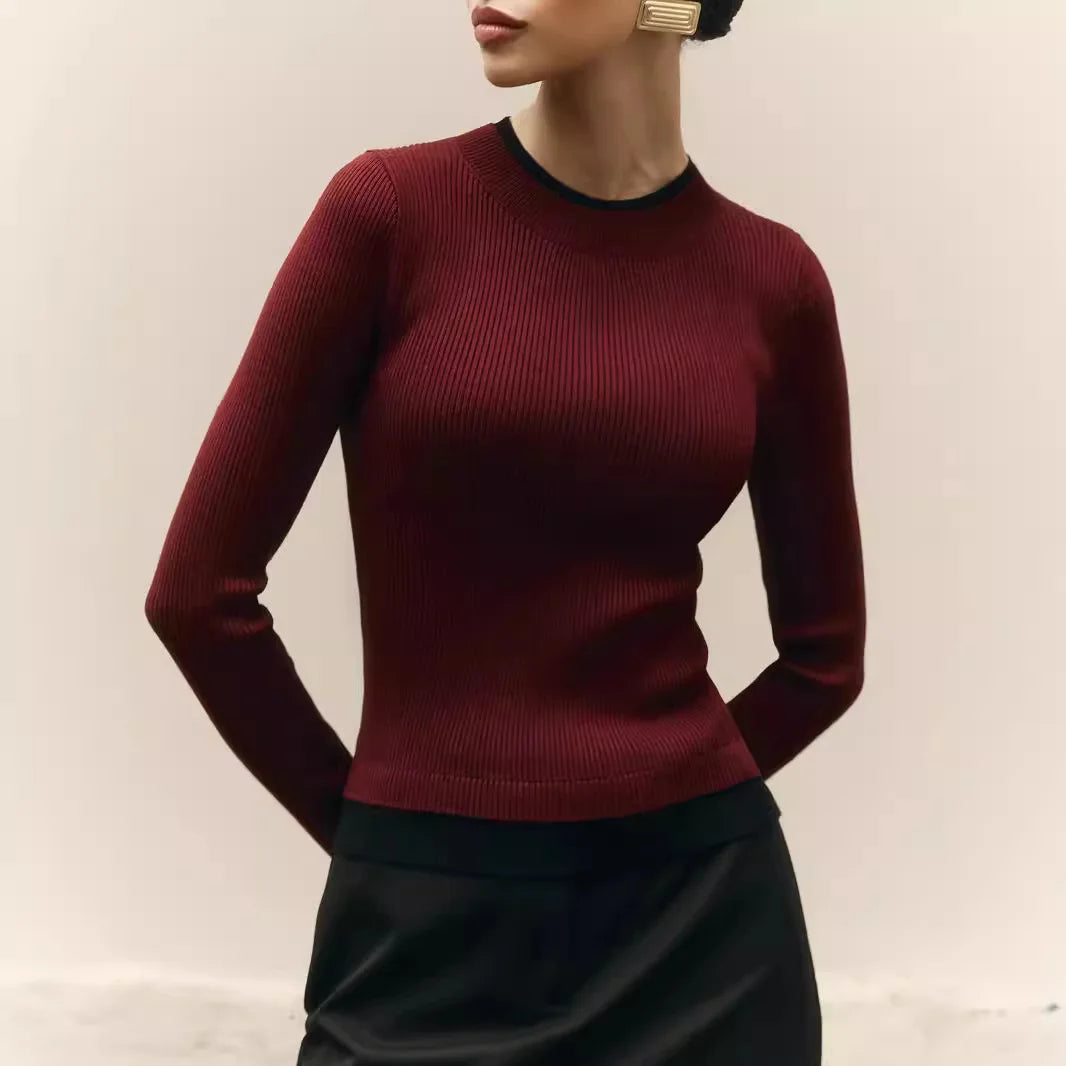 Linan | Kontrastfarbener strickpullover für damen
