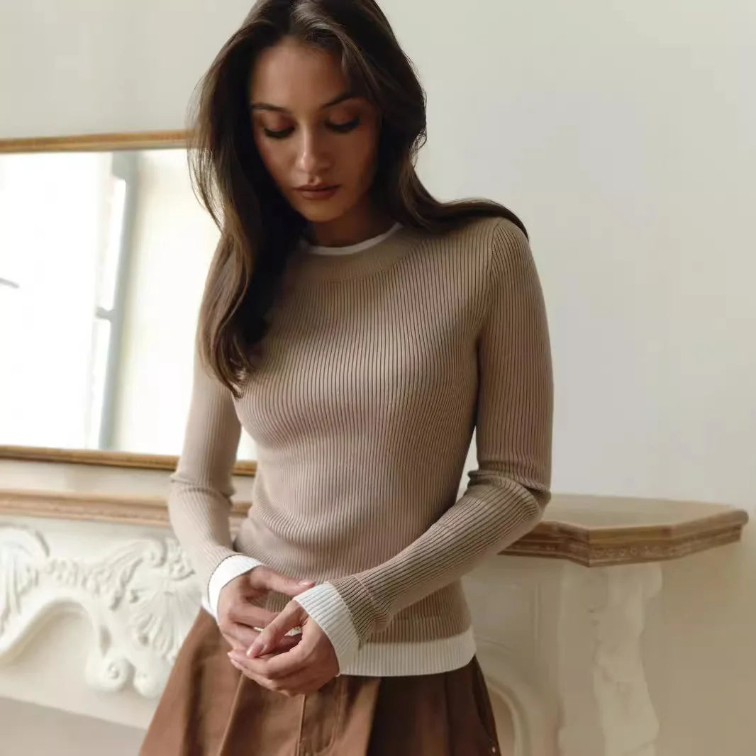 Linan | Kontrastfarbener strickpullover für damen