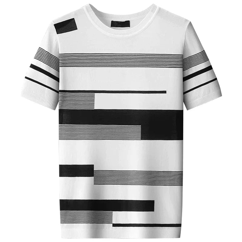 Gestreiftes Premium T-Shirt mit Rundhalsschnitt