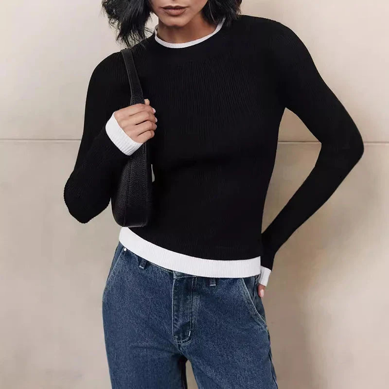 Linan | Kontrastfarbener strickpullover für damen