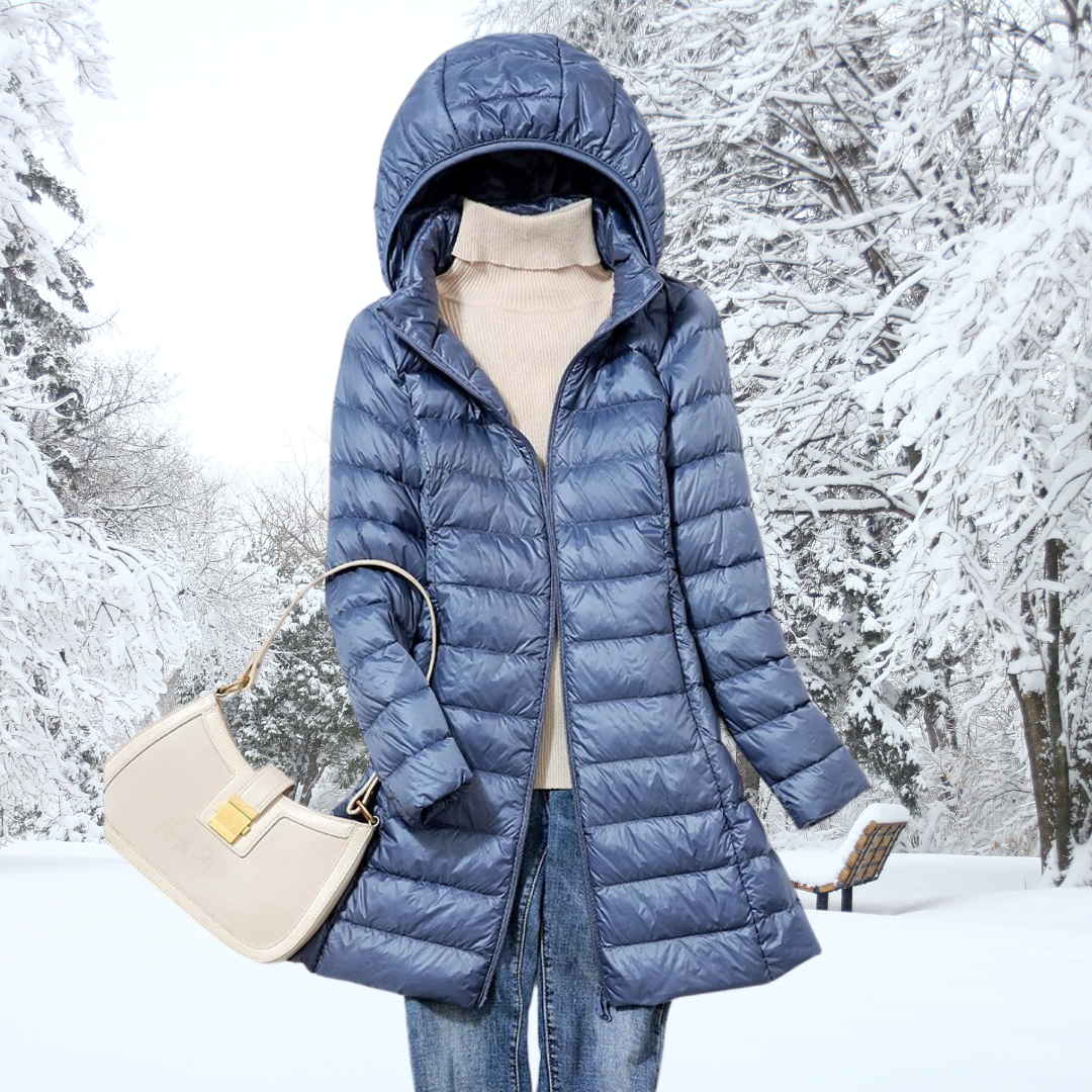 Langärmelige Kapuzen-Pufferjacke für mehrschichtigen Komfort