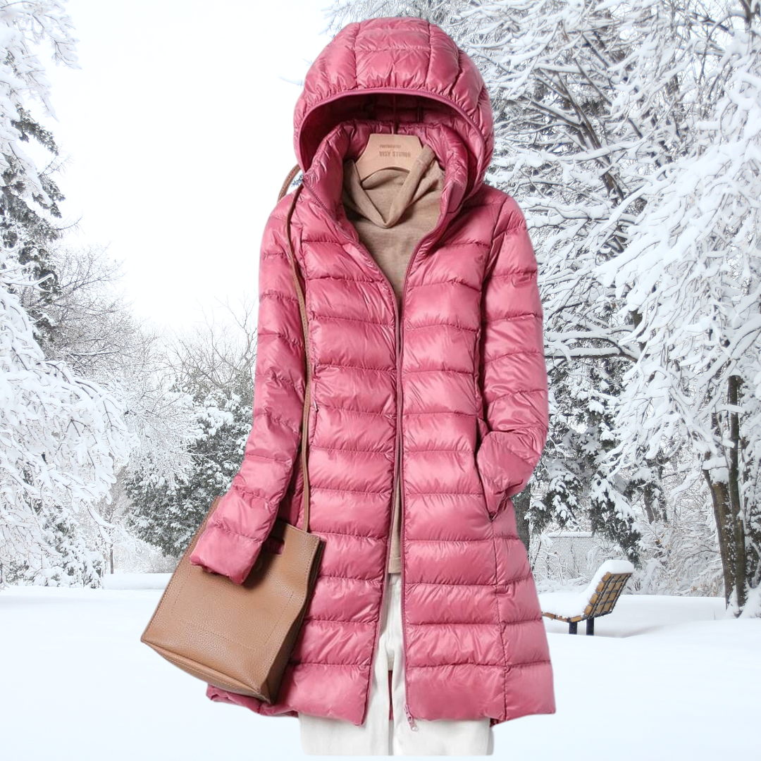 Langärmelige Kapuzen-Pufferjacke für mehrschichtigen Komfort