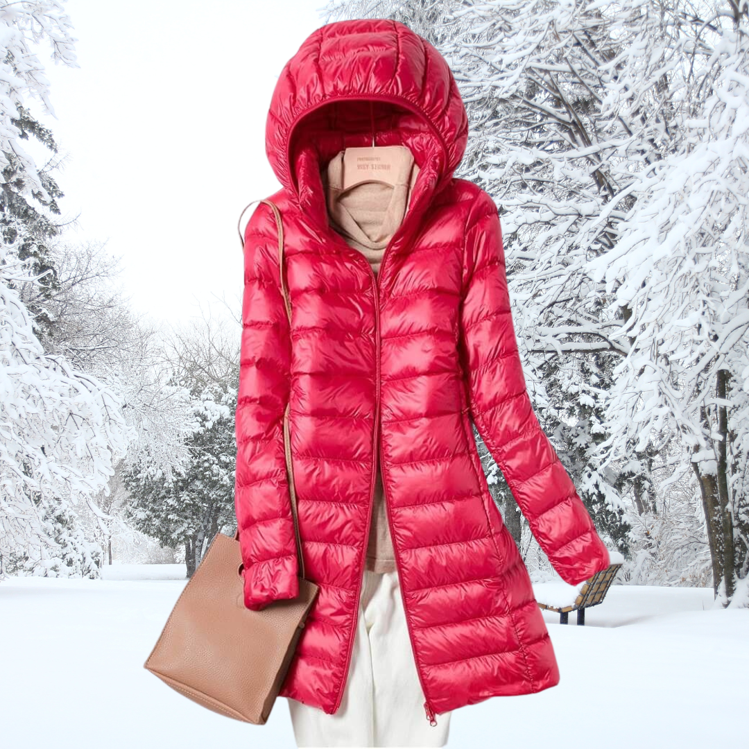 Langärmelige Kapuzen-Pufferjacke für mehrschichtigen Komfort