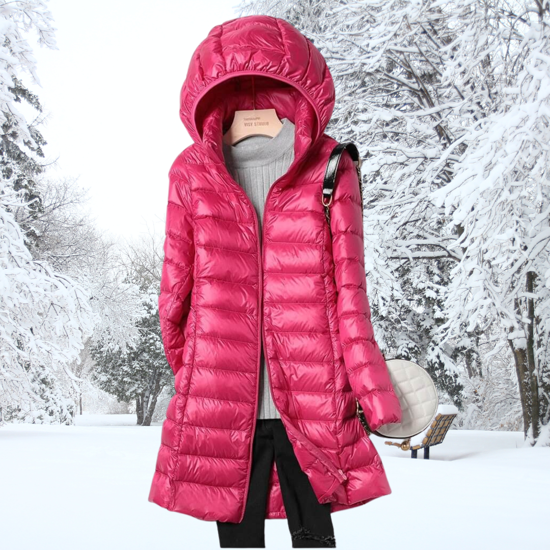 Langärmelige Kapuzen-Pufferjacke für mehrschichtigen Komfort
