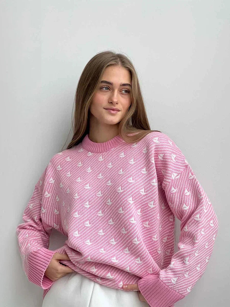 Kaisa | Damen Strickpullover mit schickem Print – Lockerer Casual Stil