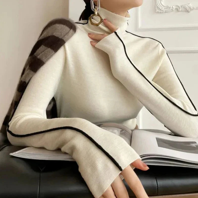 Raylyn™ | Weicher Strickrollkragenpullover mit Kontraststreifen