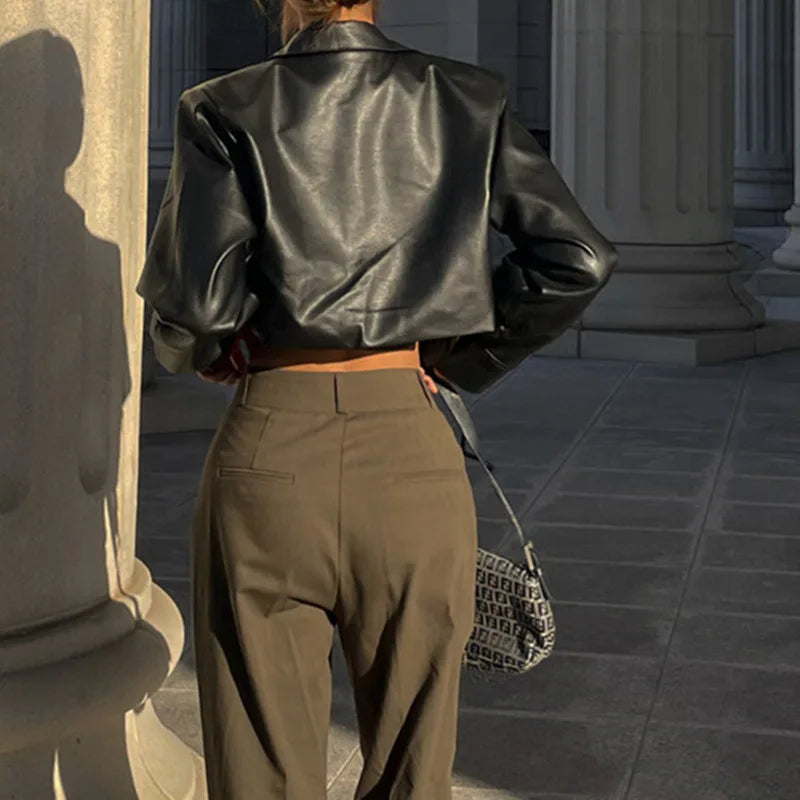 Caitlyn | Damen Lederjacke mit langen Ärmeln