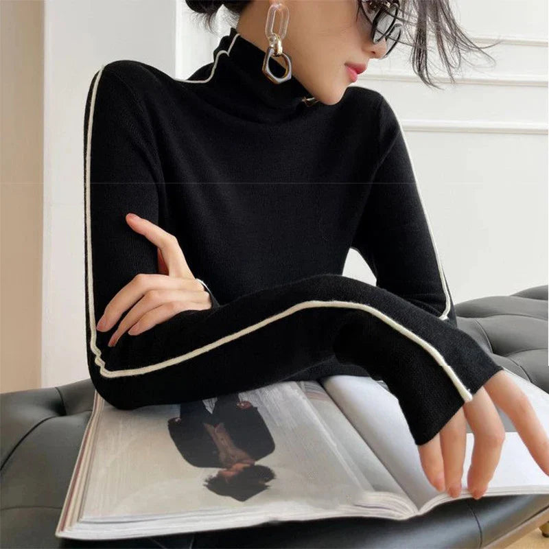 Raylyn™ | Weicher Strickrollkragenpullover mit Kontraststreifen