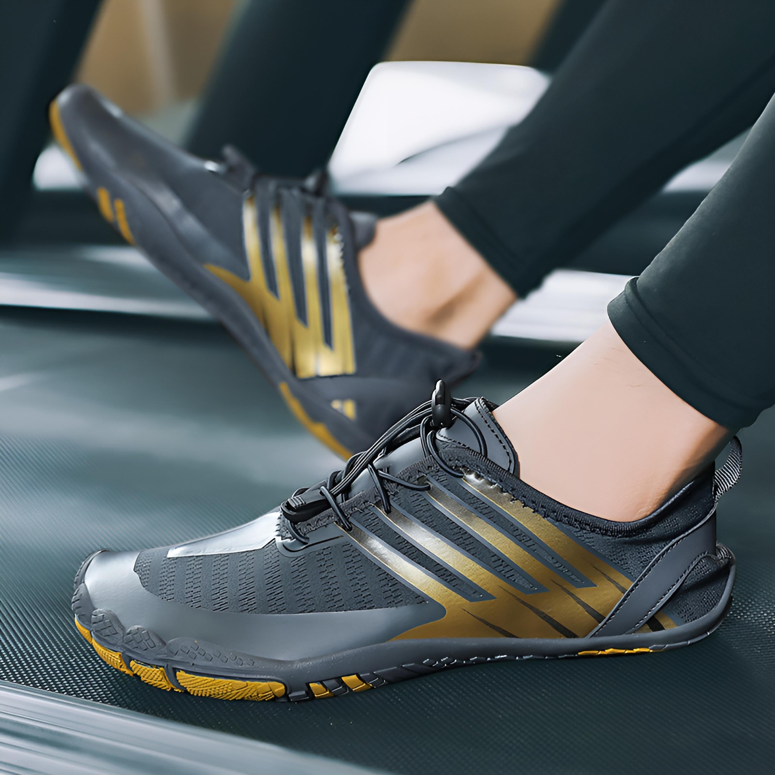 Leo - Grau/Gelbe Herren Barfußschuhe