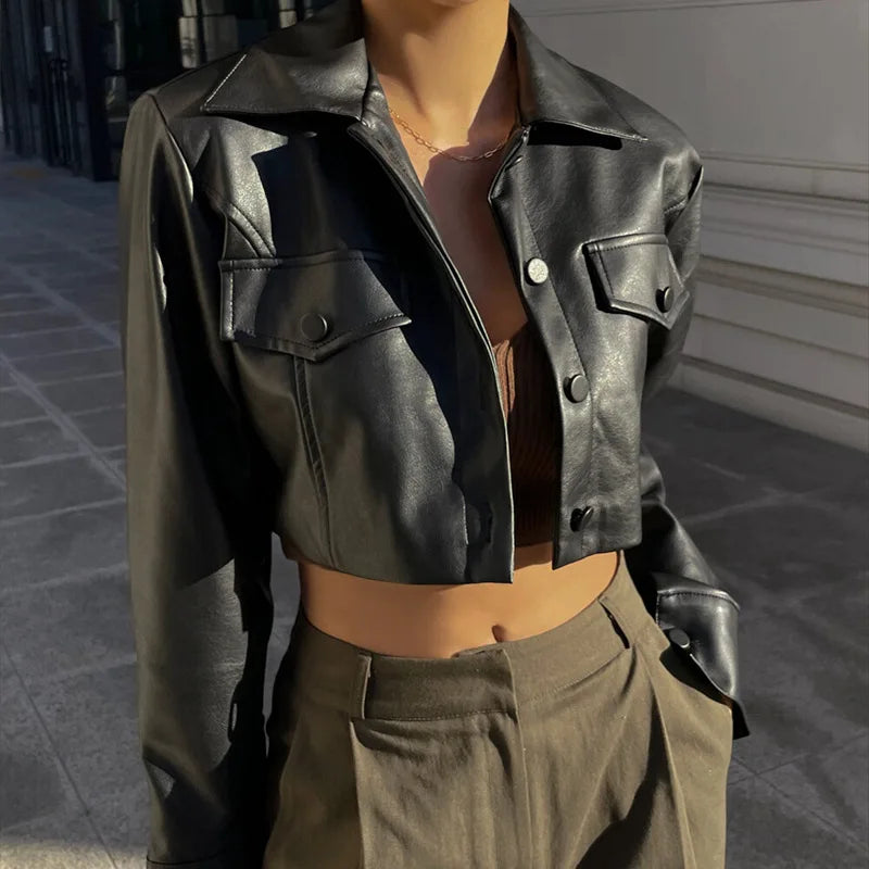 Caitlyn | Damen Lederjacke mit langen Ärmeln