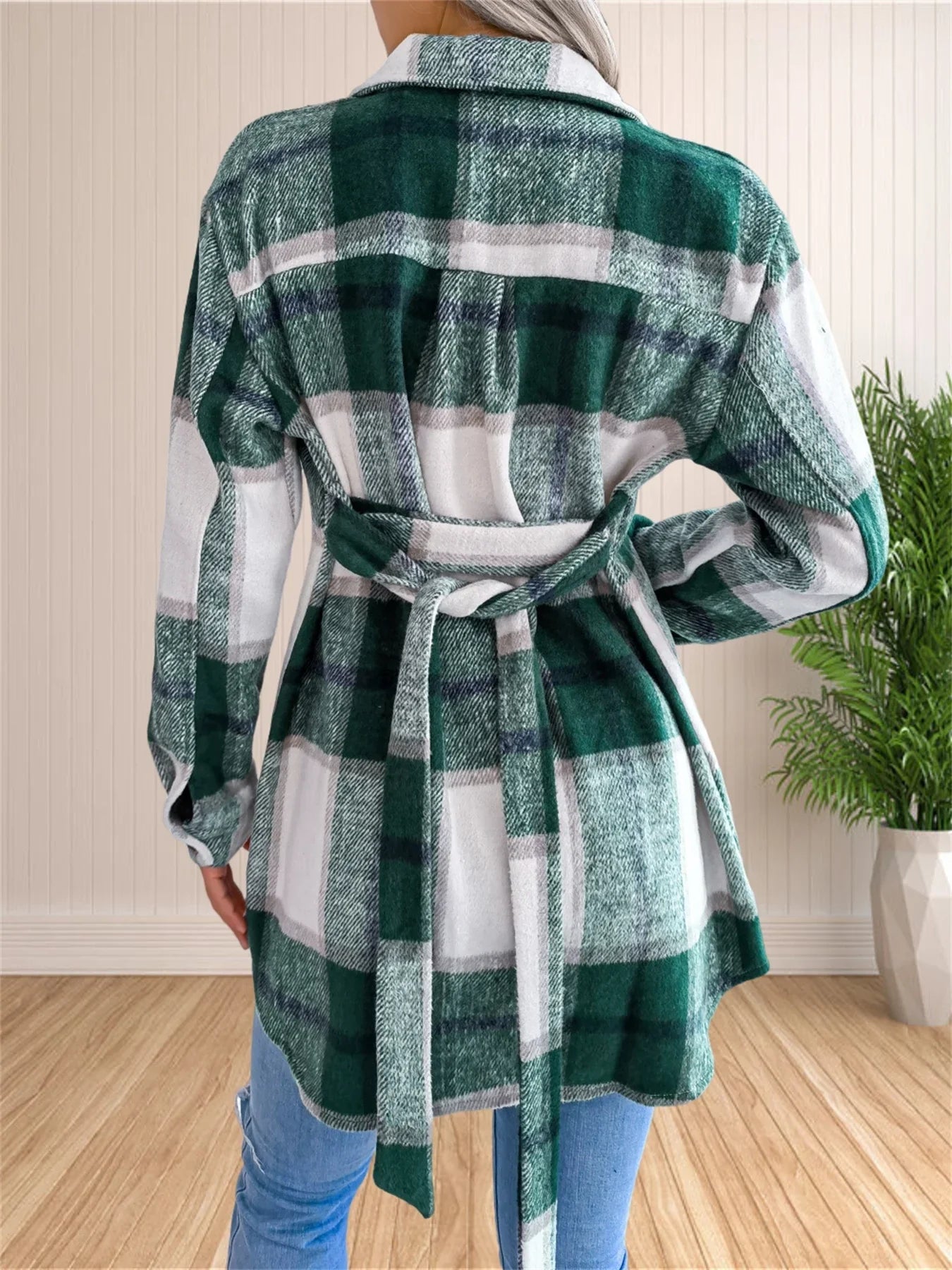 Lune™ | Gemütliche Karierte Flanell-Hemdjacke mit Gürtel