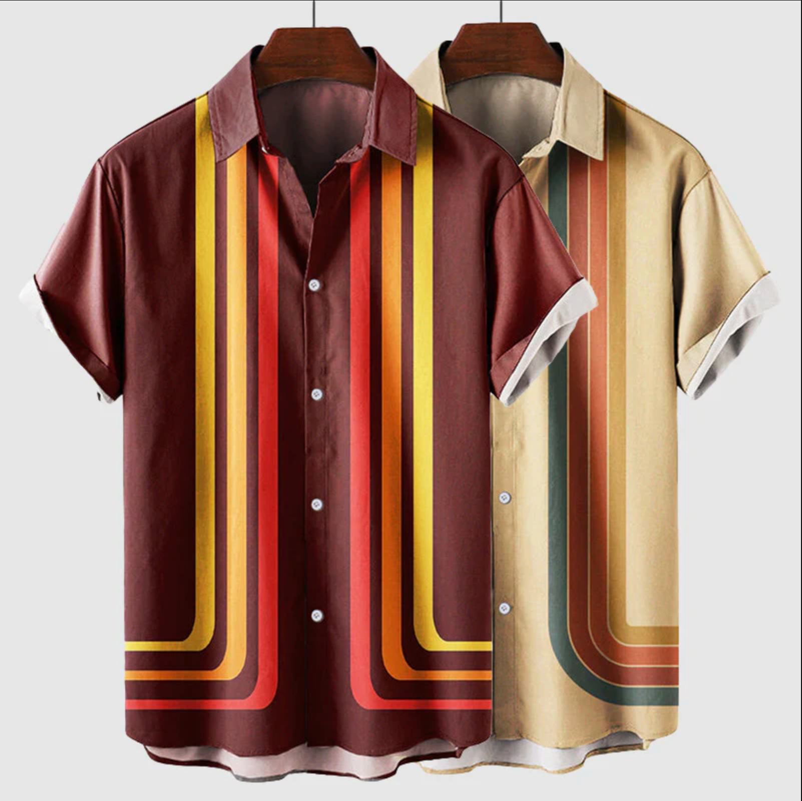 Retro Streifenhemd aus Baumwollmix – Bequemer Schnitt – Solvanto