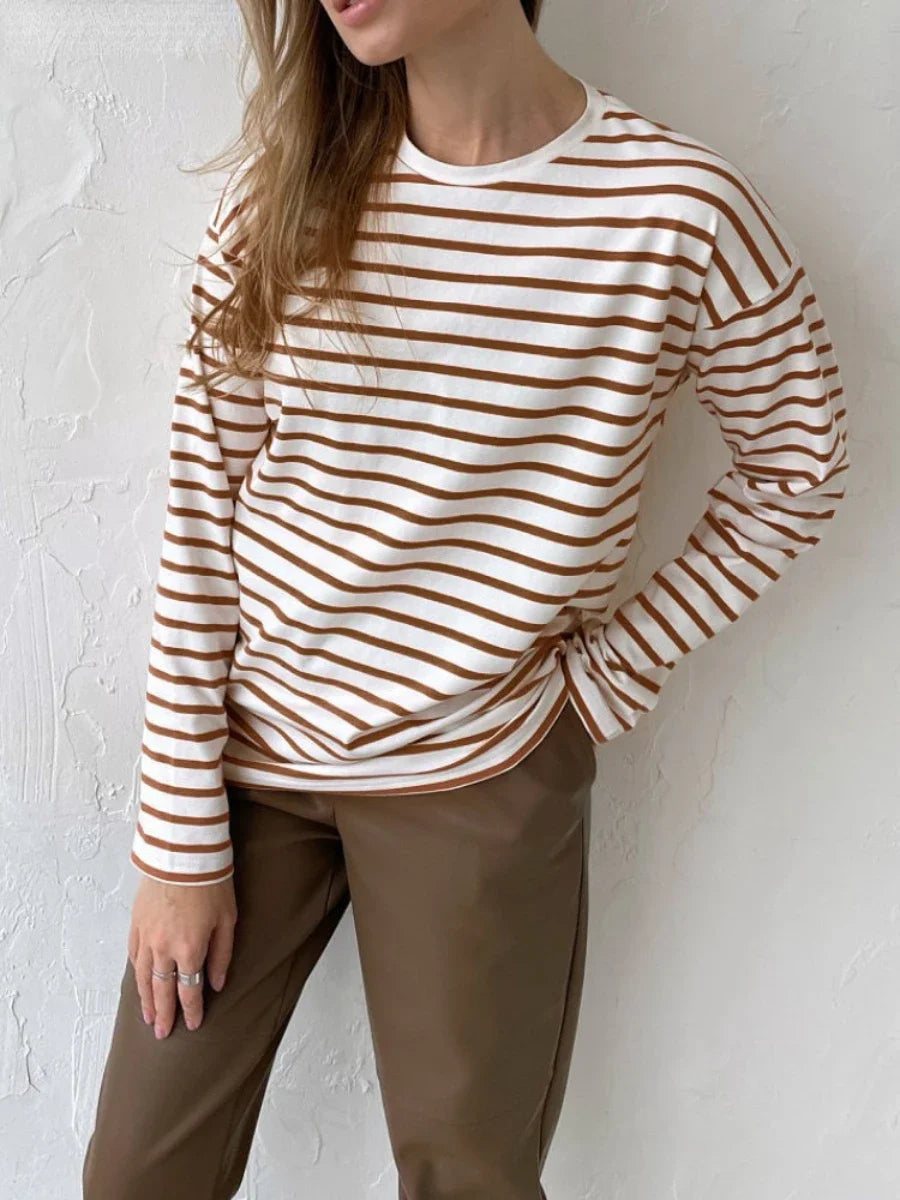 Hana | Baumwollpullover mit langen Ärmeln und Streifenmuster