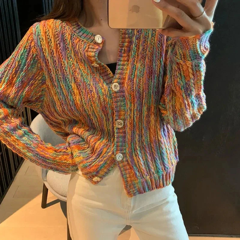 Landree™ | Lebhafter Mehrfarbiger Zopfmuster-Pullover