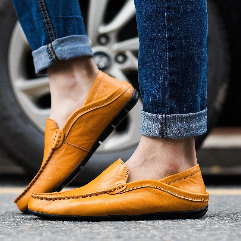 Logan | Leder loafers herren atmungsaktiv und rutschfest