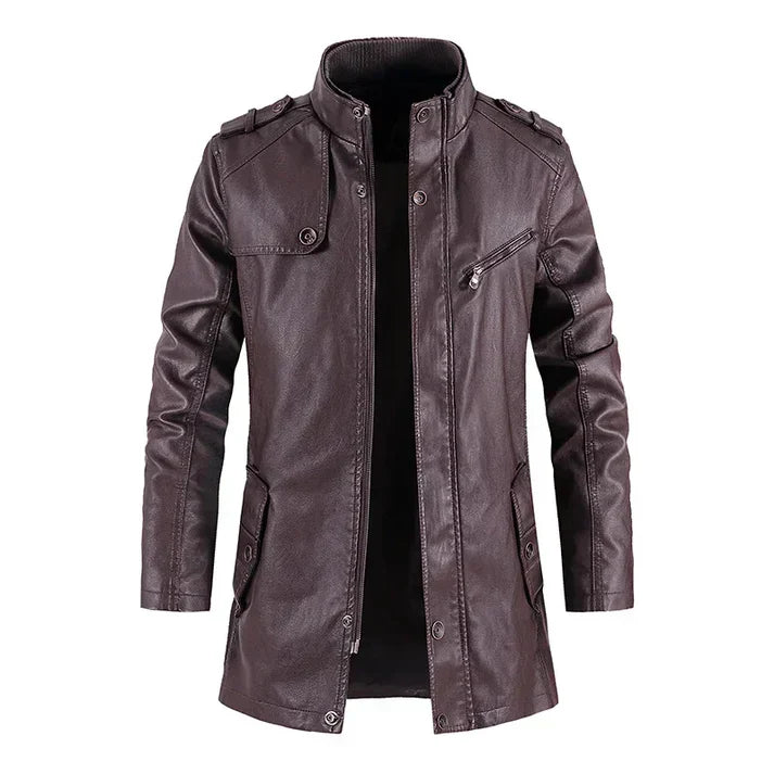 Halblange Herren Lederjacke mit maskulinem Schnitt – Mike