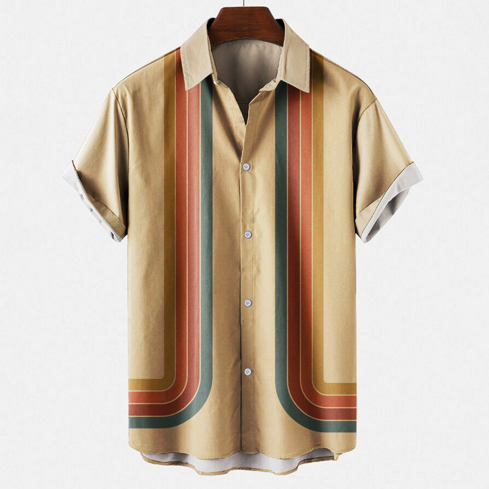 Retro Streifenhemd aus Baumwollmix – Bequemer Schnitt – Solvanto