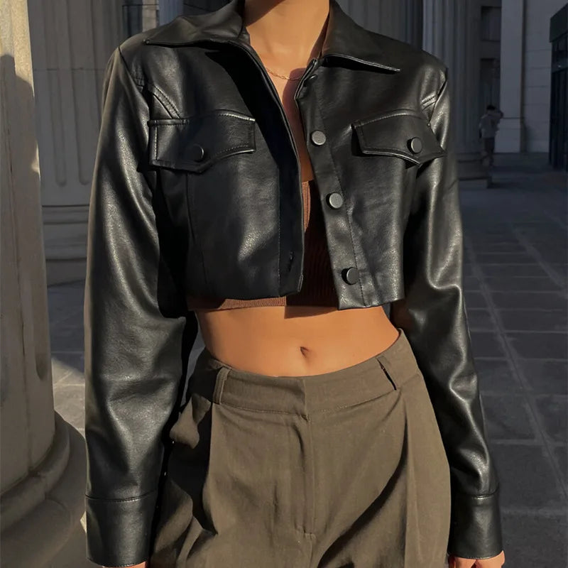 Caitlyn | Damen Lederjacke mit langen Ärmeln