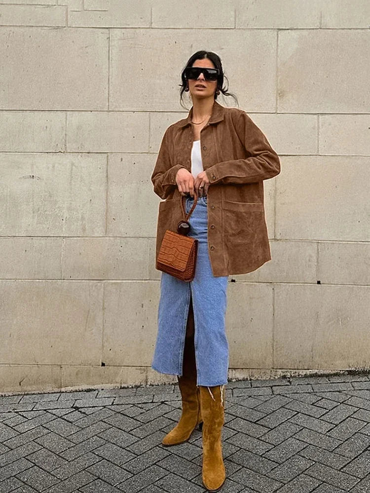 Leona | Stylische braune Jacke für Damen