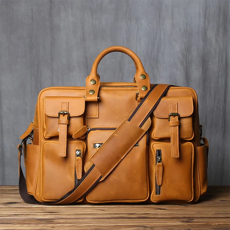 Berto™ | Vintage Herren-Aktenkoffer aus vollnarbigem Leder mit viel Stauraum