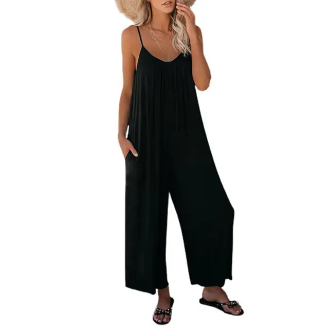 Brenna - Dunkelblaue Jumpsuit mit Spaghettiträgern