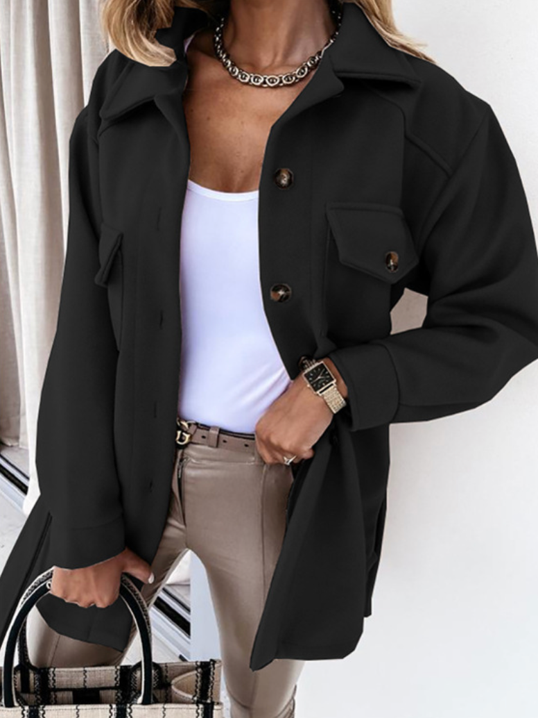 Übergroße, locker sitzende Button-Up Jacke für Frauen