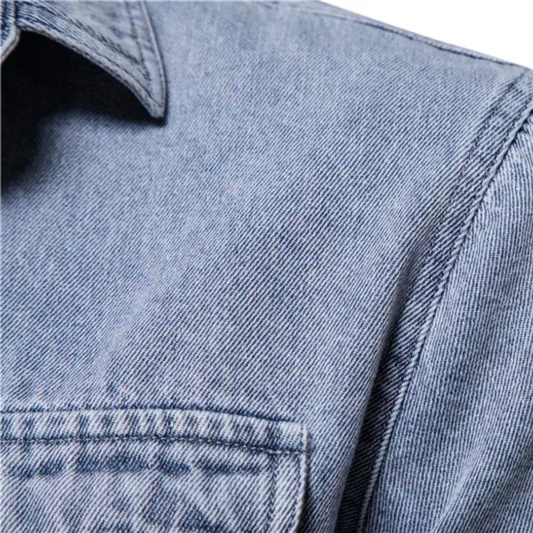 Lässiges Denim-Trachtenhemd in Hellblau – Lukas