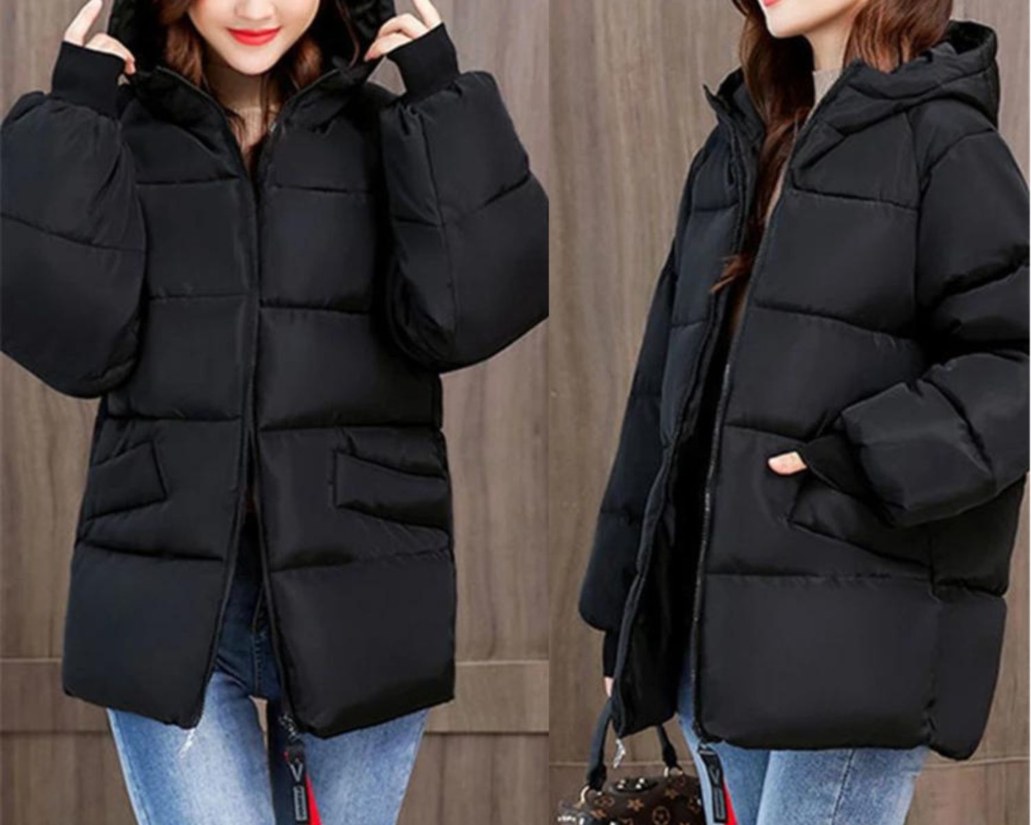 Wattierter Baumwollparka mit Kapuze für Winter – Emily