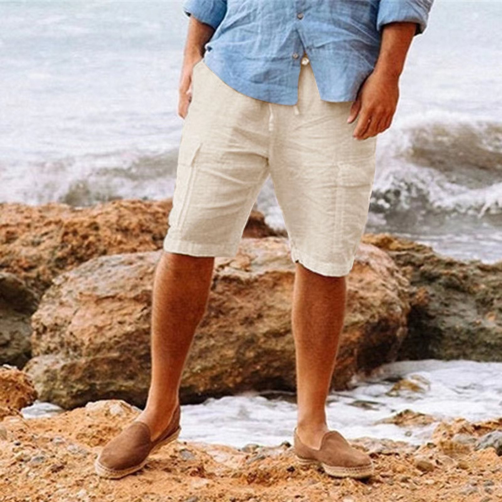 Weiße Leinen Sommer Shorts Herren Atmungsaktiv – Jonas
