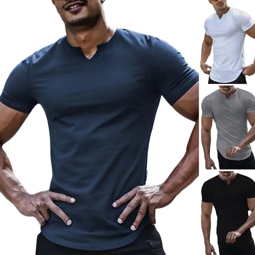 Robby - Navy Blaues V-Ausschnitt-T-Shirt