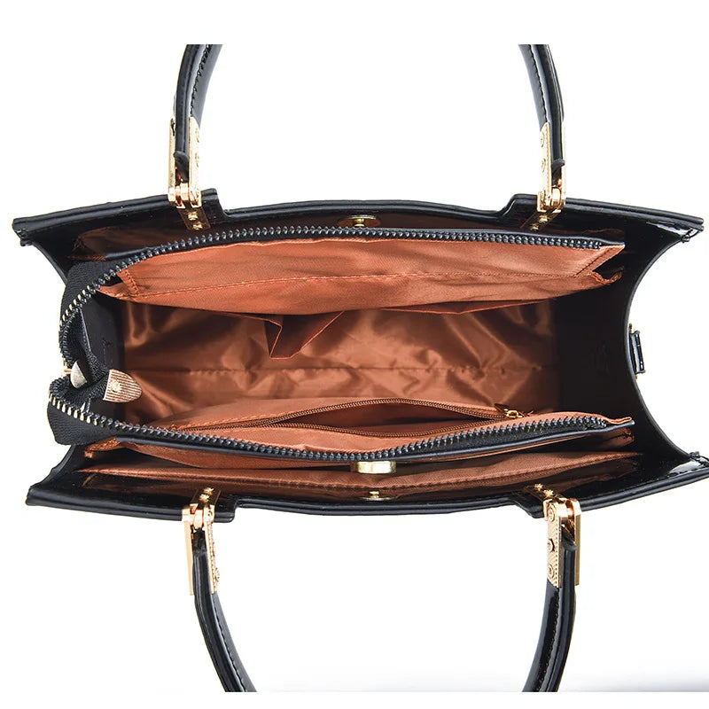 Hanna™ - Handtasche aus glänzendem Leder mit Krokodilmuster