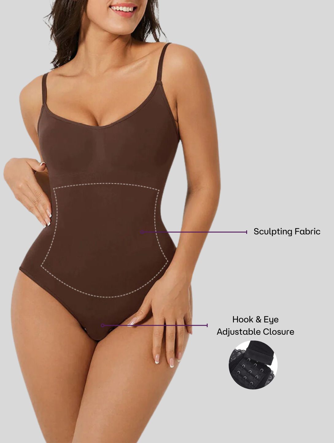 Zoë - Braune taillierte Bodysuit