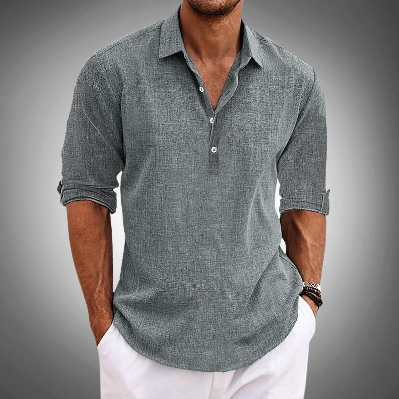 Herren Freizeithemd Reverskragen 4-Knopf Sommerlook – Dirkon