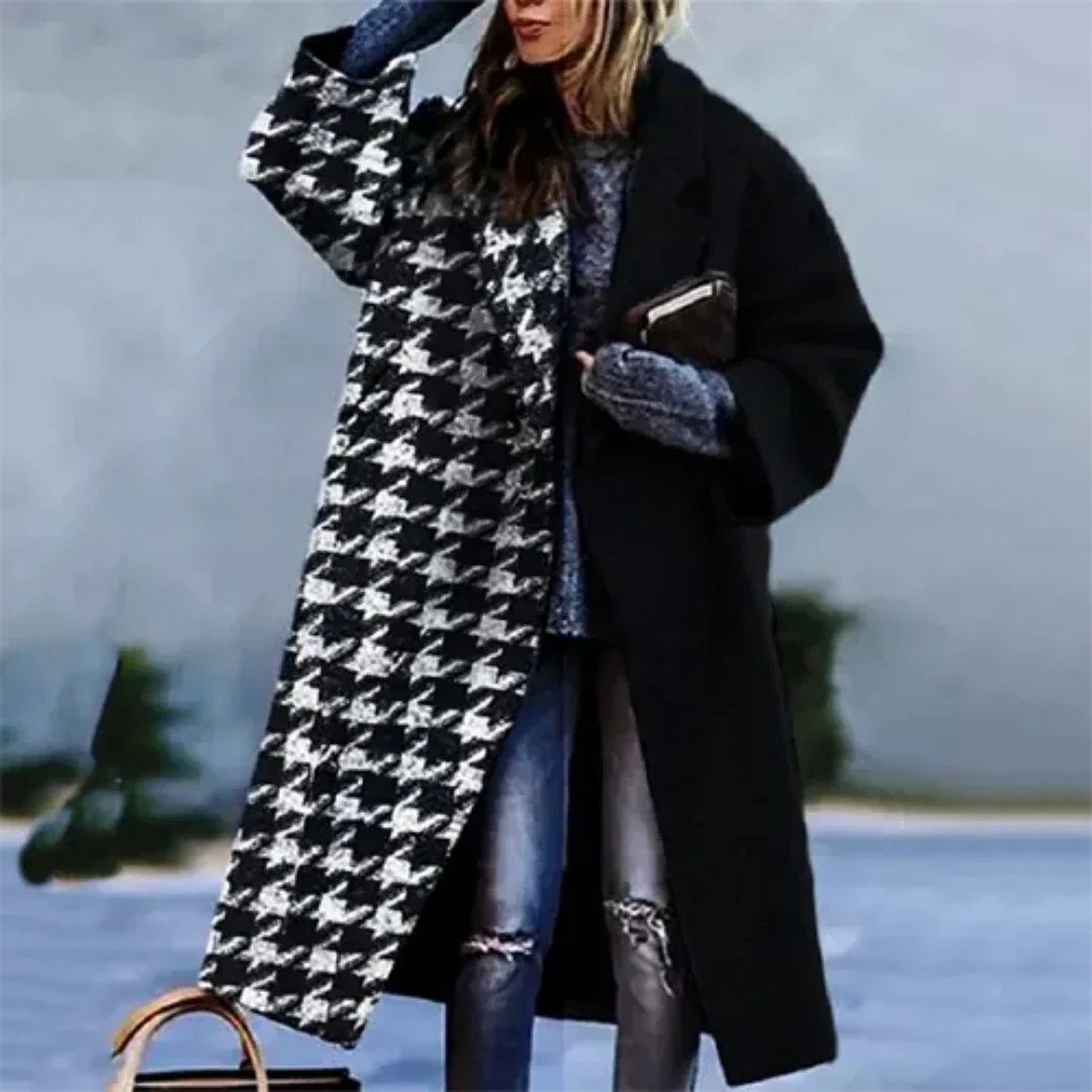 Yuliemen | Damen Karierter Winter Mantel | Lange