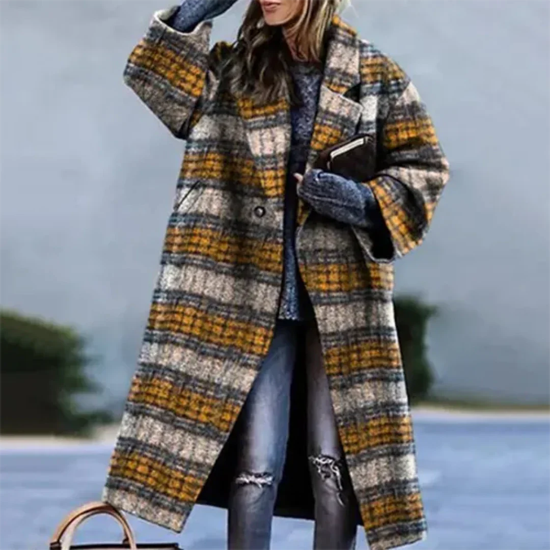 Yuliemen | Damen Karierter Winter Mantel | Lange