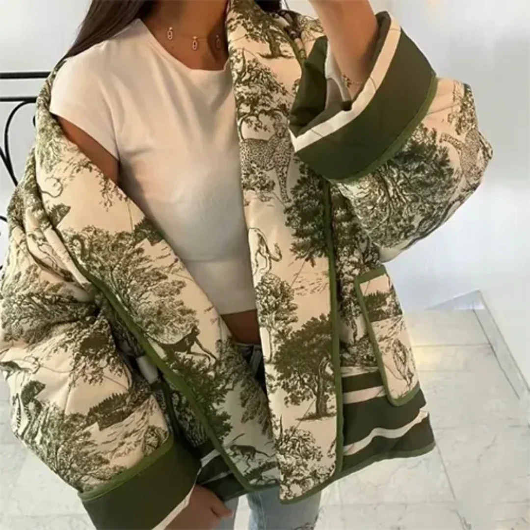 Zhuri | Damen Bedruckte Warme Jacke | Langarm