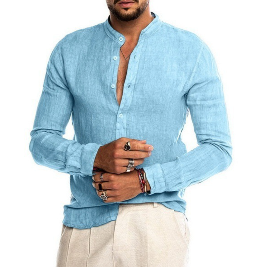 Herren Leinenhemd Sommer Atmungsaktiv Elegant Look – Liamo