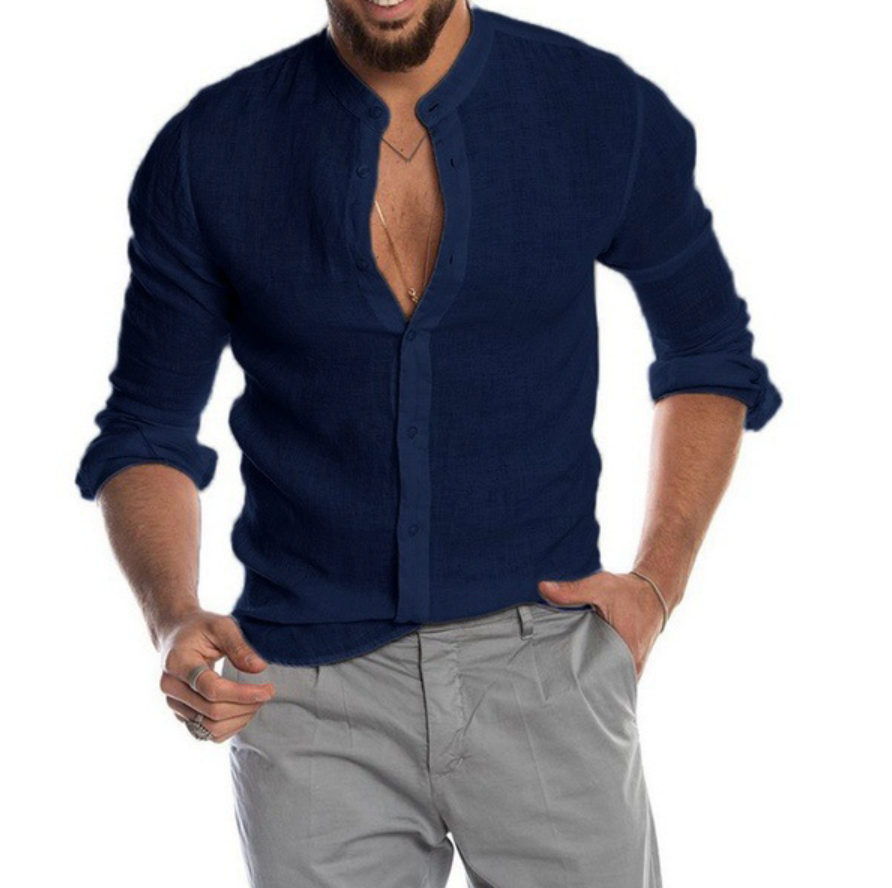 Herren Leinenhemd Sommer Atmungsaktiv Elegant Look – Liamo