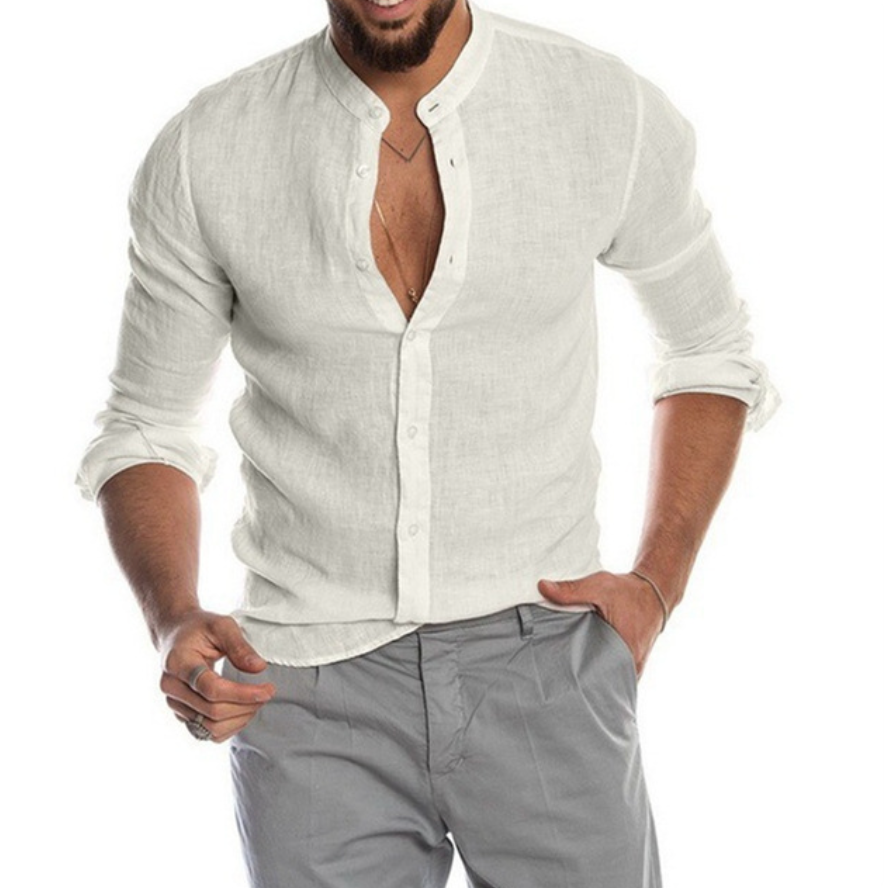 Herren Leinenhemd Sommer Atmungsaktiv Elegant Look – Liamo