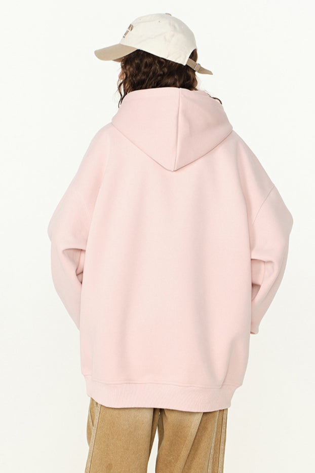 Winter-Sweatshirt mit Kapuze in Volltonfarbe
