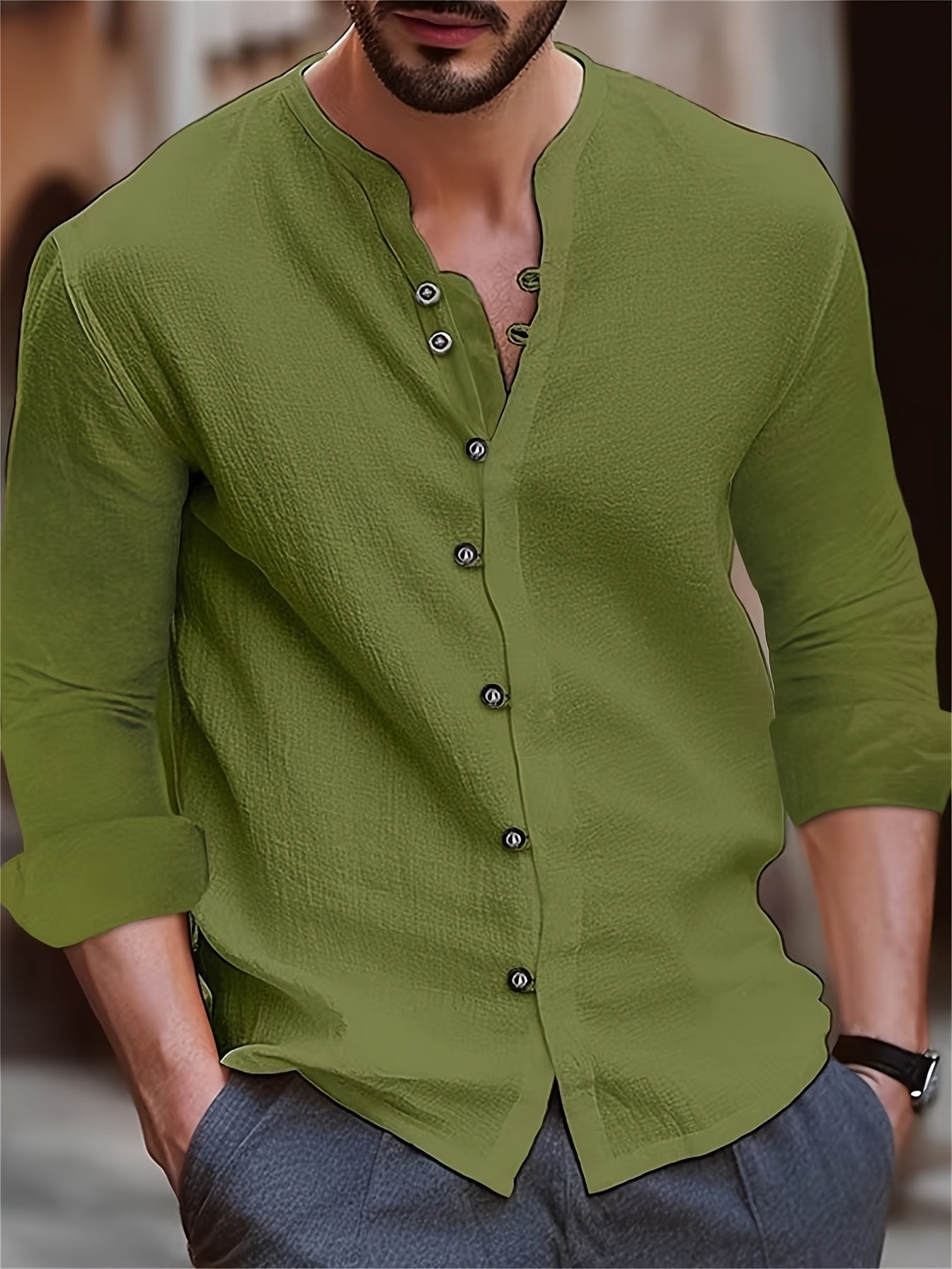 Retro Herren Hemd mit Button-Down-Kragen – Norvalo