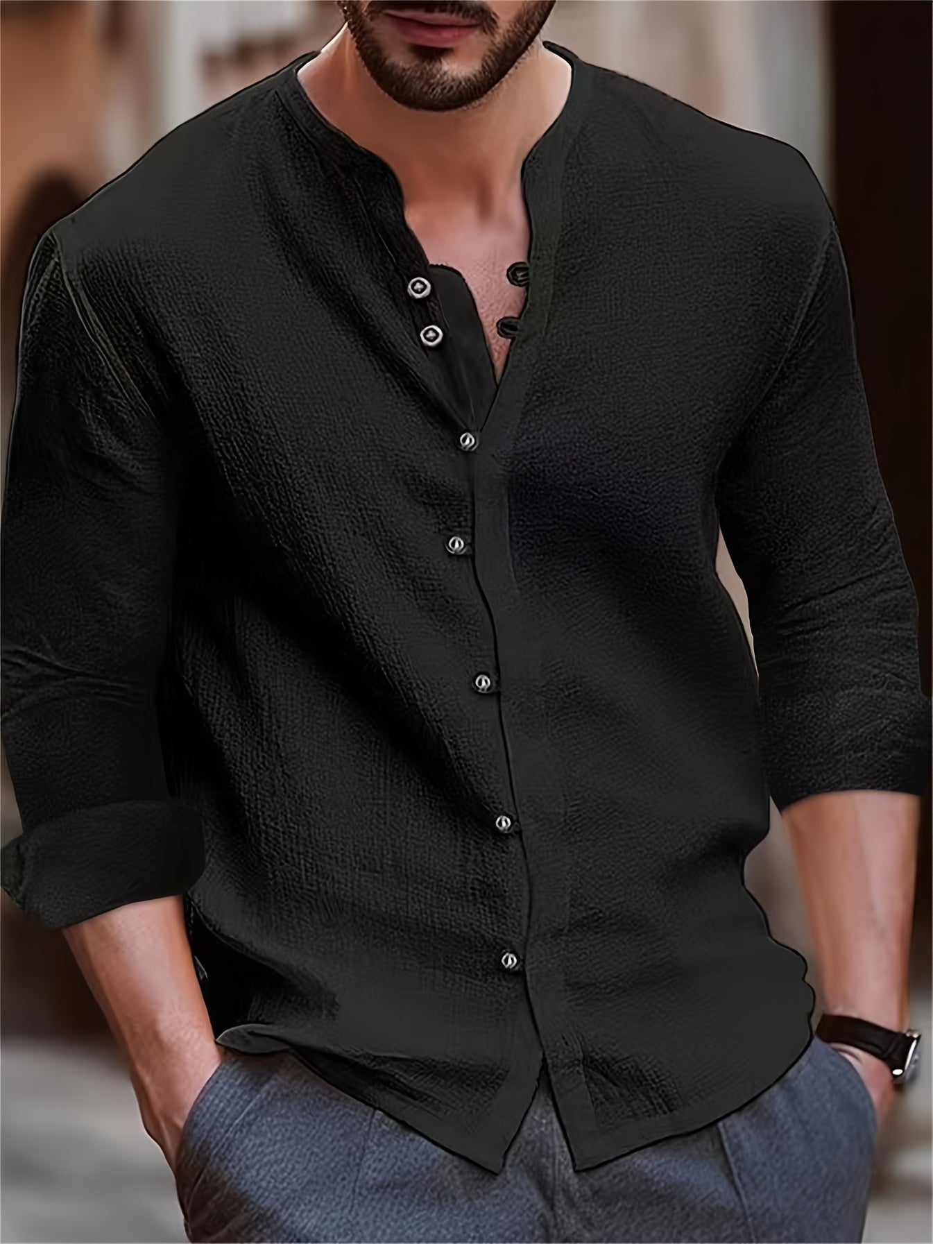 Retro Herren Hemd mit Button-Down-Kragen – Norvalo