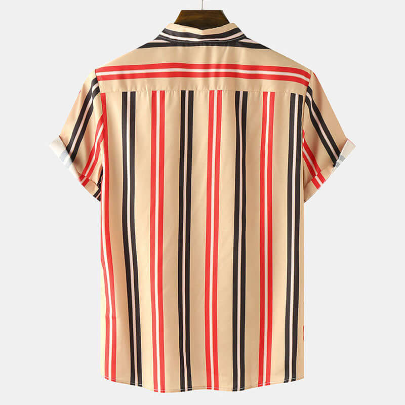 Gestreiftes Herren Kurzarmhemd Vintage Druck