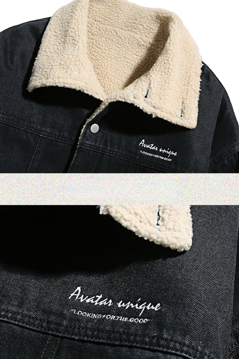 Trendy Urban Jeansjacke mit Sherpa-Kragen