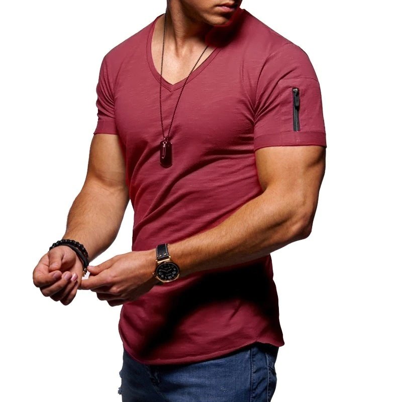 Max - Weißes V-Ausschnitt T-Shirt für Fitness und Bodybuilding