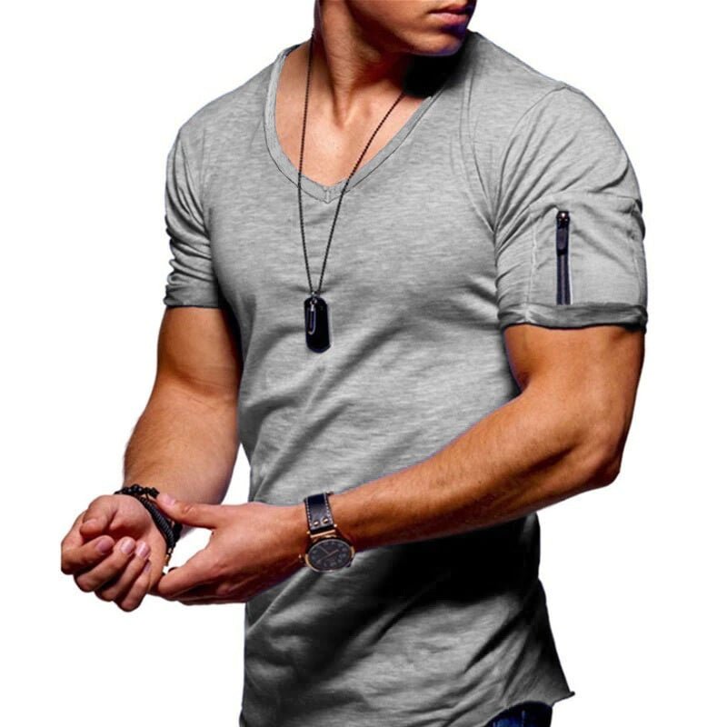 Max - Weißes V-Ausschnitt T-Shirt für Fitness und Bodybuilding