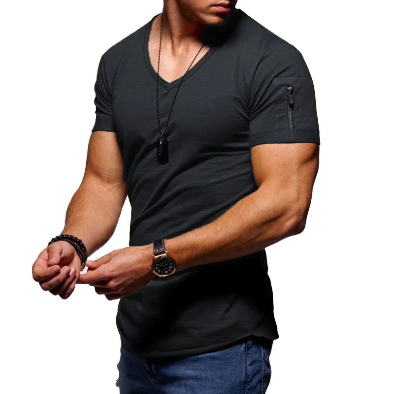 Max - Weißes V-Ausschnitt T-Shirt für Fitness und Bodybuilding