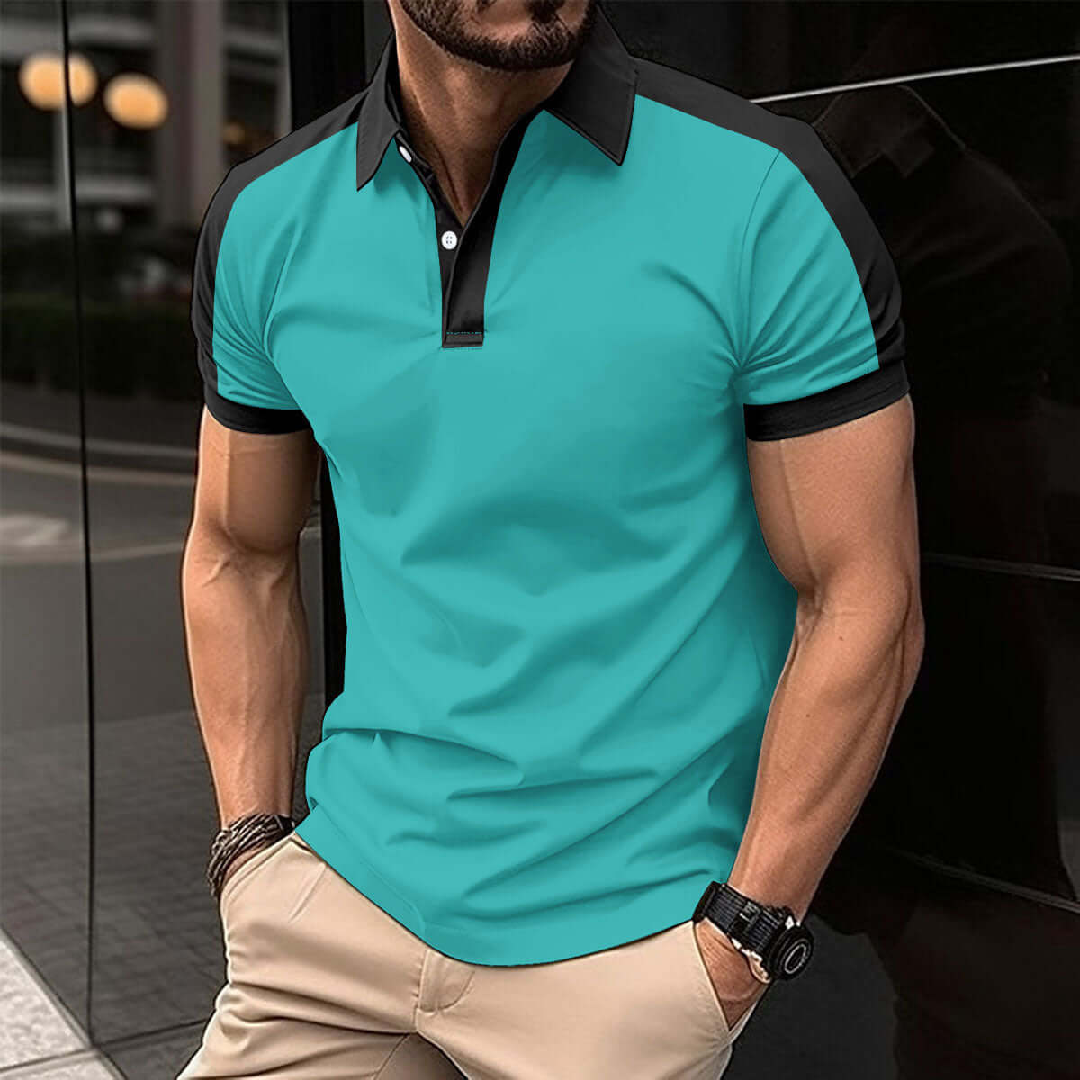 Herren Kurzarm Poloshirt - Sommerliches Casual Businesshemd