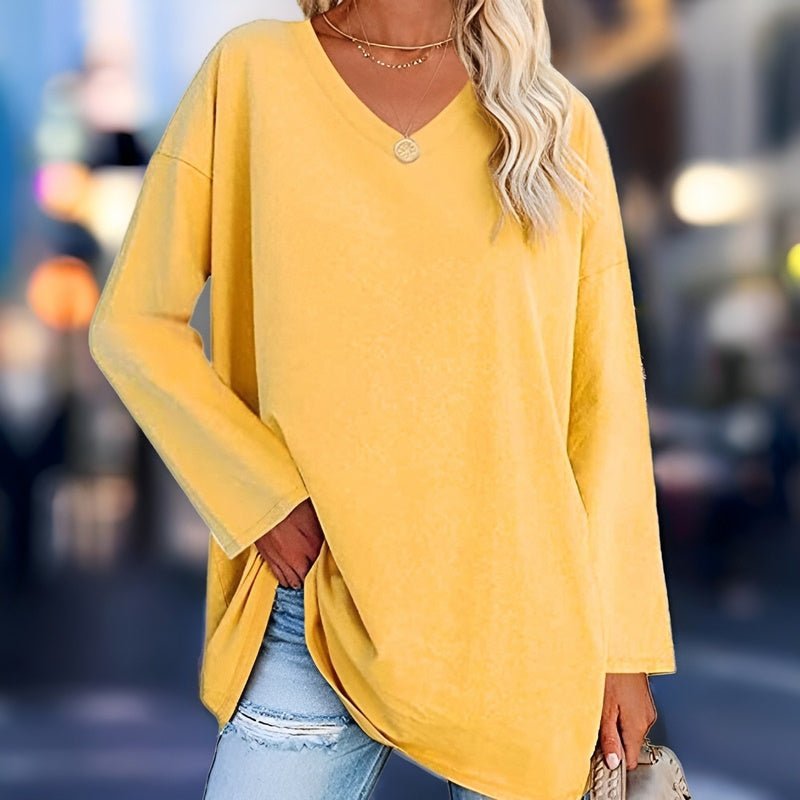 Damen Langarmshirt V-Ausschnitt Bequem – Elena