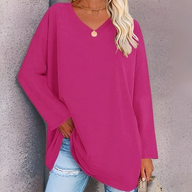 Damen Langarmshirt V-Ausschnitt Bequem – Elena